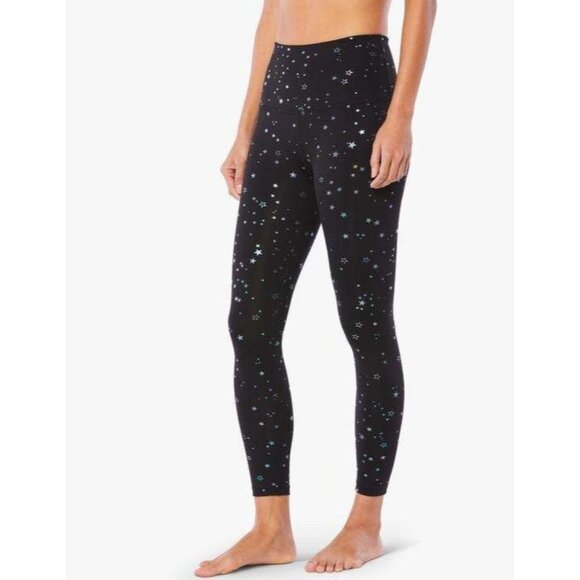 Beyond Yoga Pants - Beyond Yoga Tossed Star High Waist Crop Leggings Size S Iridescent Sparkle Black